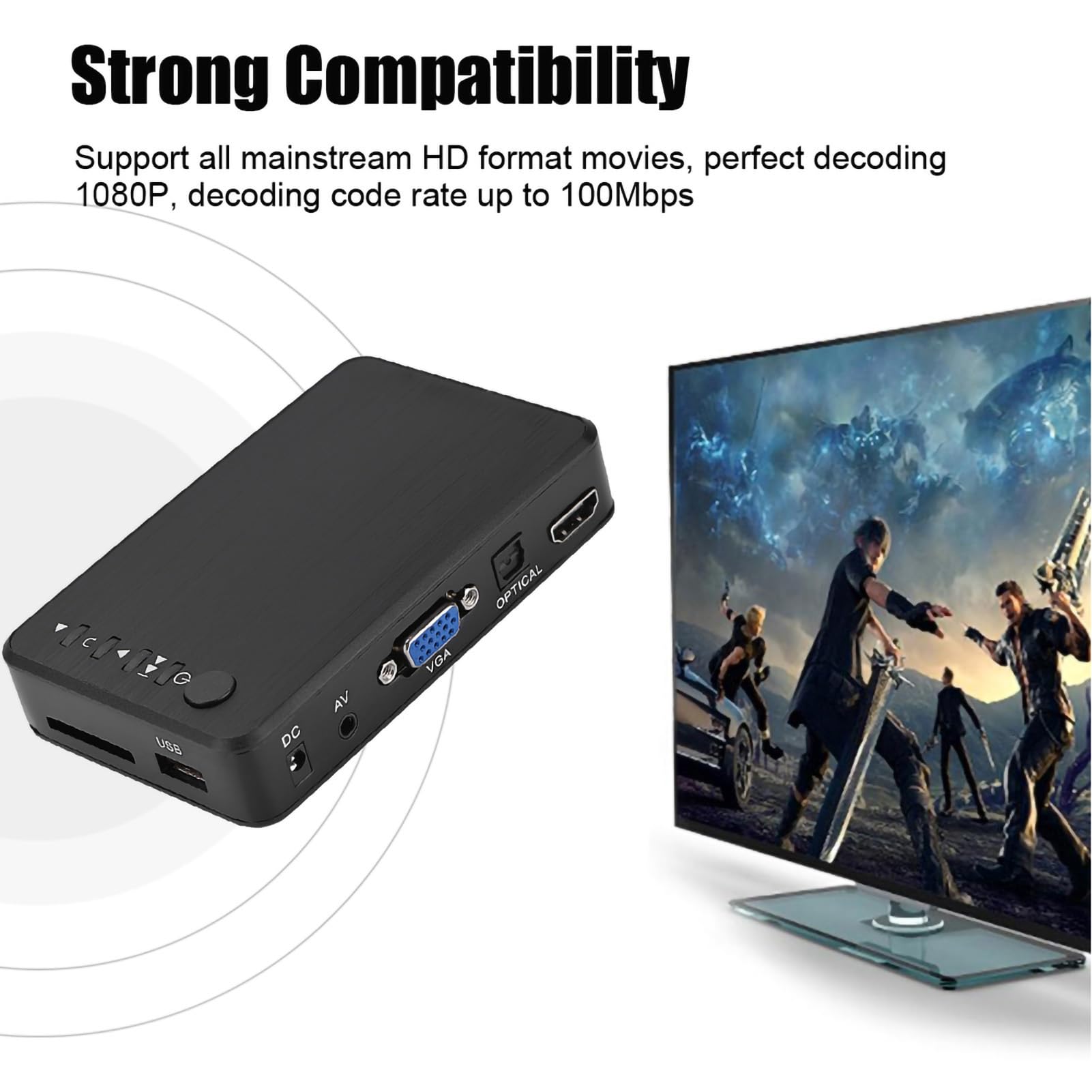 HDMI 1080P HD Audio i Video Multimedia Player z pilotem na podczerwień obsługa dysków twardych format FAT16 / FAT32 / NTFS (czarny) (UE)