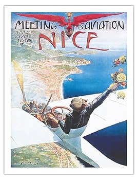 Gde Semaine d'Aviation ポスター 1910年 1910 Grande Semaine Aviation Airshow Airplane Caen France
