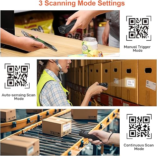 Miniatura 5 de KUIIYER Mini escáner de código de barras Bluetooth, escáneres inalámbricos 2D QR 1D de código de barras con pantalla digital OLED y voz AI, pequeño