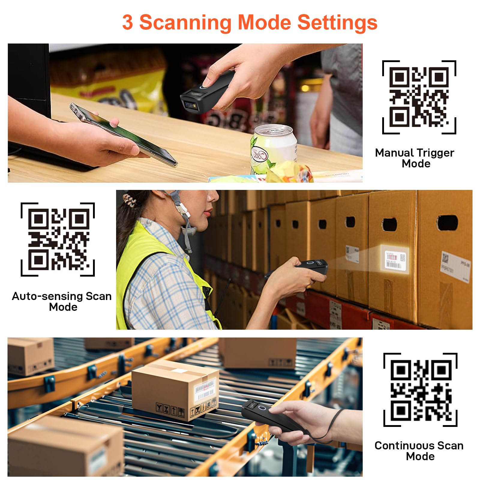 KUIIYER Mini Bluetooth Barcode Scanner, Wireless 2D QR 1D Bar Code Scanners with OLED Digital Display & AI Voice, Small Portable Handheld Barcode Reader for iPhone, Android, iPad, PC Computers & POS