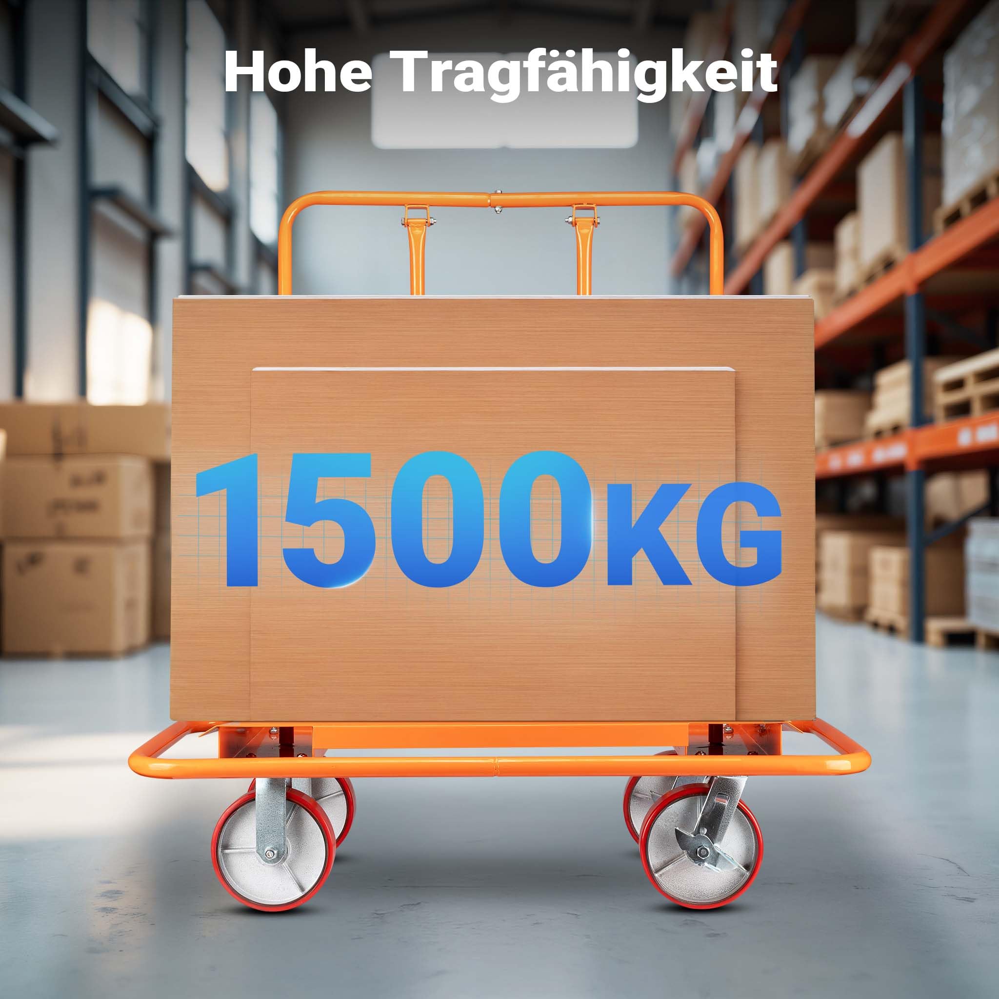 Wiltec Plattenkarren bis 1500 kg, Plattentransportwagen 120 x 59 x 110 cm aus Stahl, Plattenwagen zum Transport von Trockenbauwänden, Holz- und Gipskartonplatten, Fenstern u.v.m.
