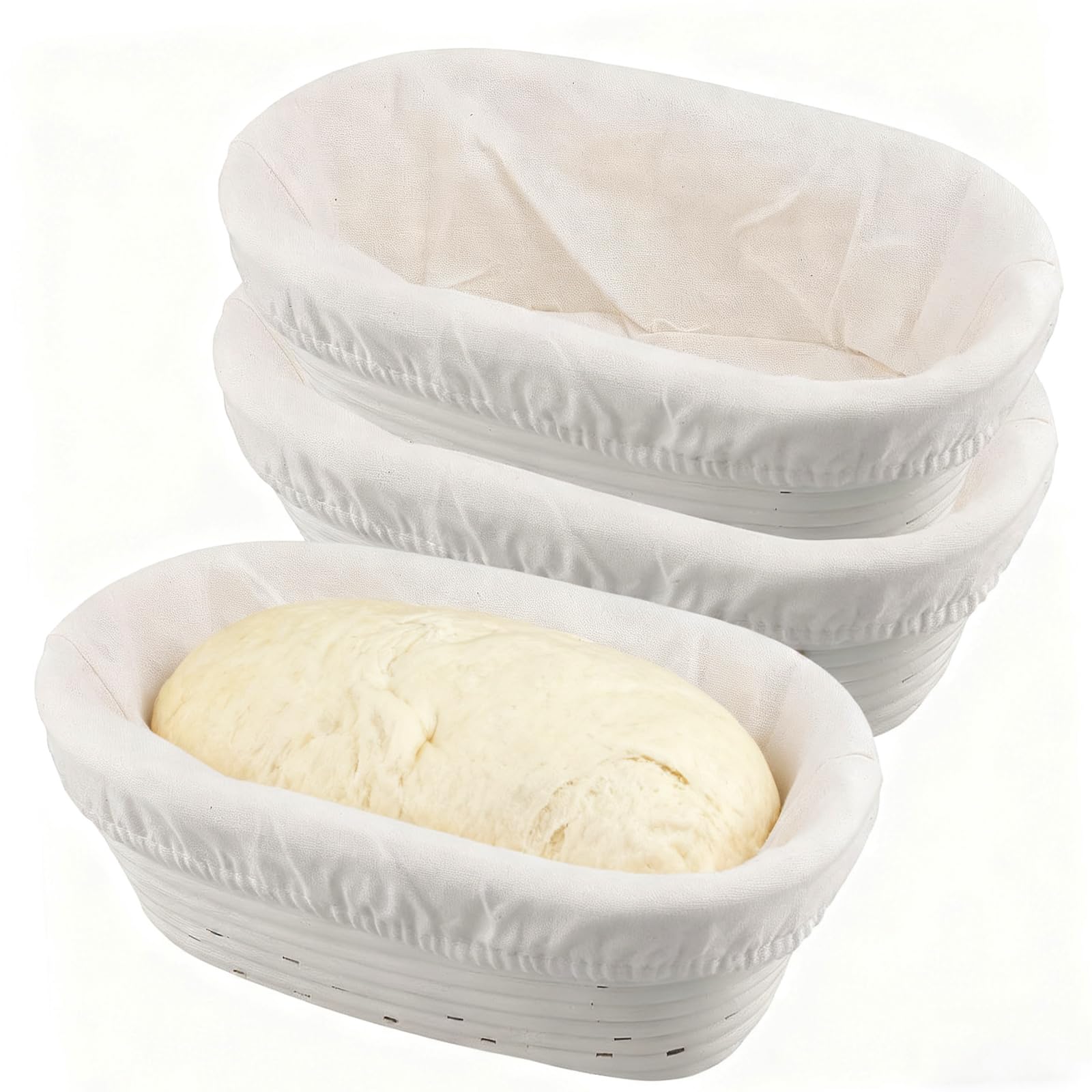 Juego de 3 cestas ovaladas de 25 cm para pan, uso profesional