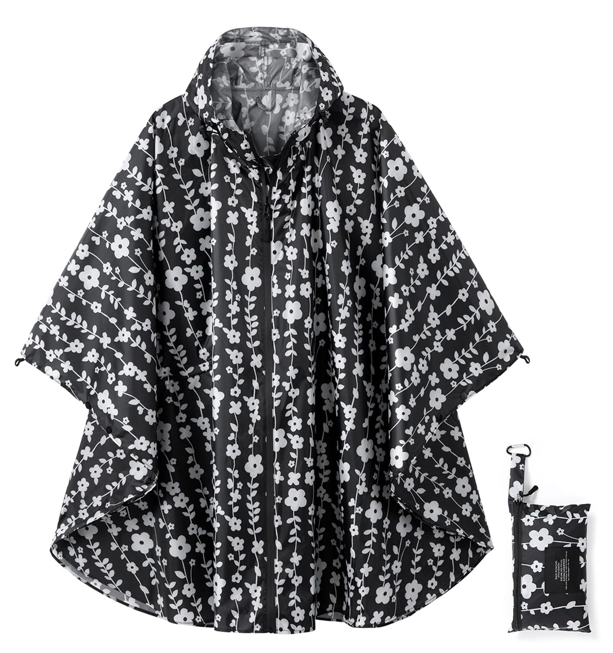 Rain Poncho Jacket Coat Hooded Zipper Style for Women/Men/Adult with Pocket