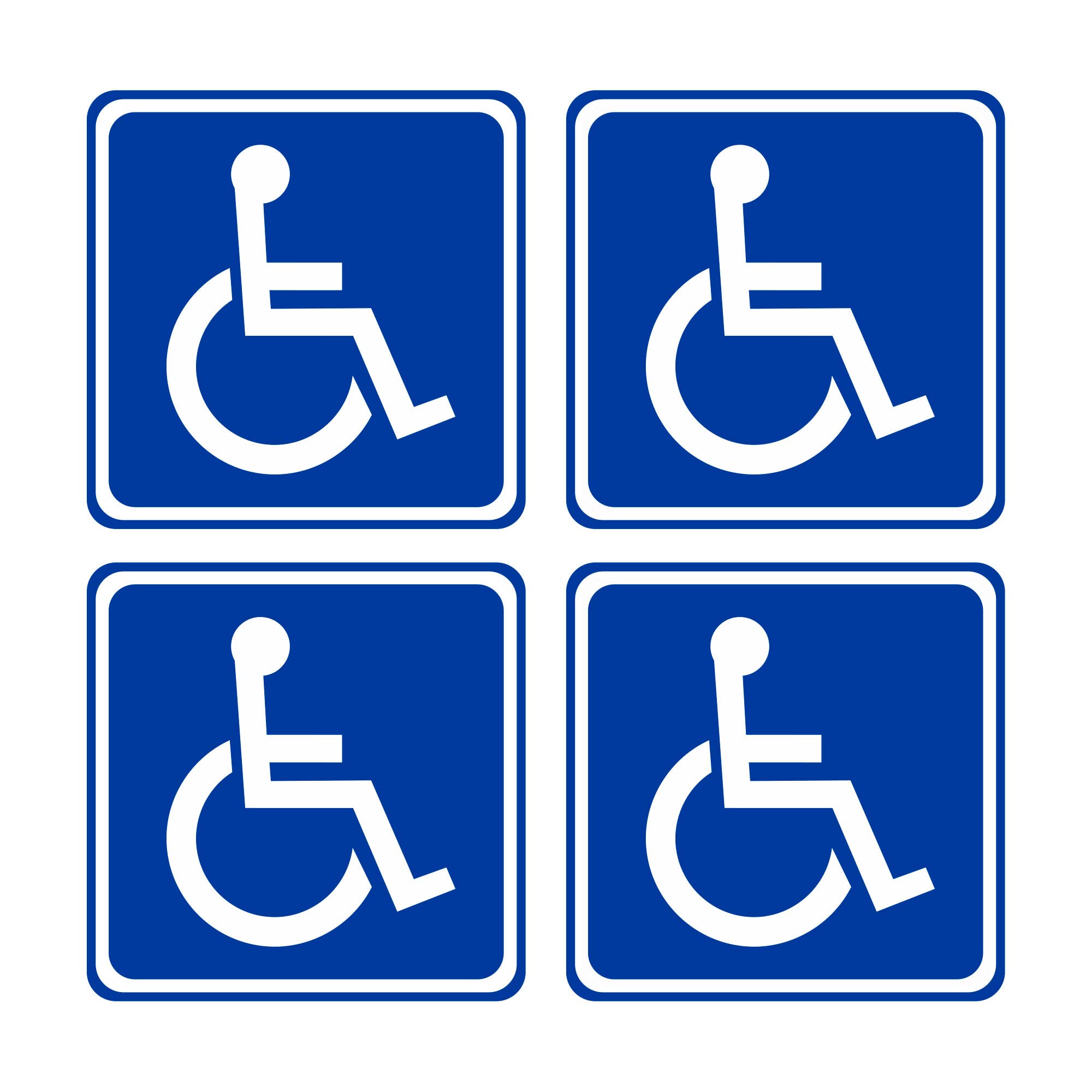 GamesMonkey® - Adesivi Disabili Invalidi Kit - 4 Pezzi - 10x10 cm - Per Uso Esterno e Interno - Auto Van Truck Camion Camper (Kit 4 pezzi - Quadrato)
