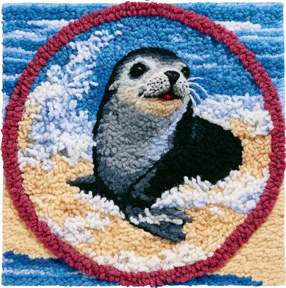 kitphoenix DIY Latch Hook Rug Kit Smiling Sea Lion