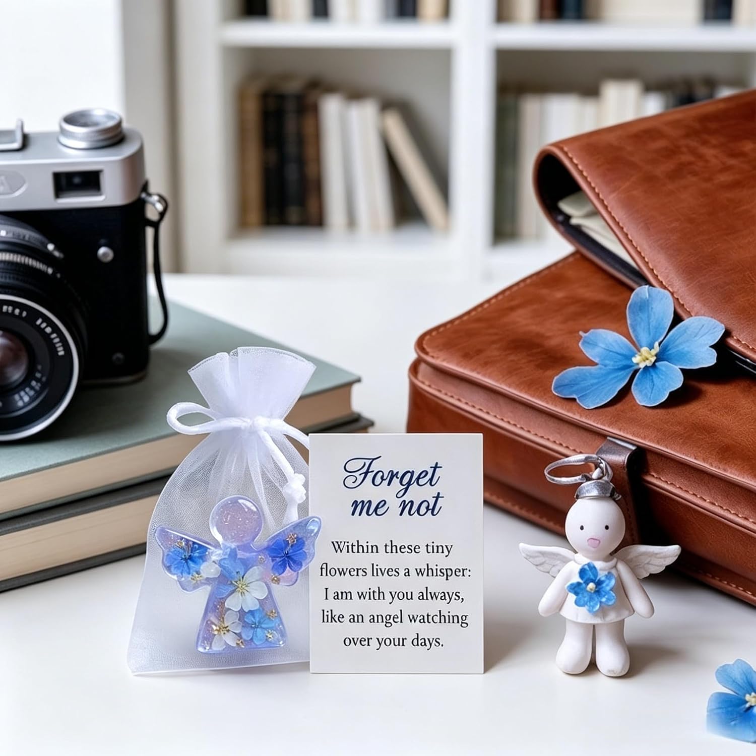 Memorial Comfort Angel Gift - Pocket Hug Keepsake with Dried Forget-Me-Not Flowers, Sympathy Token for Grieving and Remembrance with Warm Message Card (1) image 4