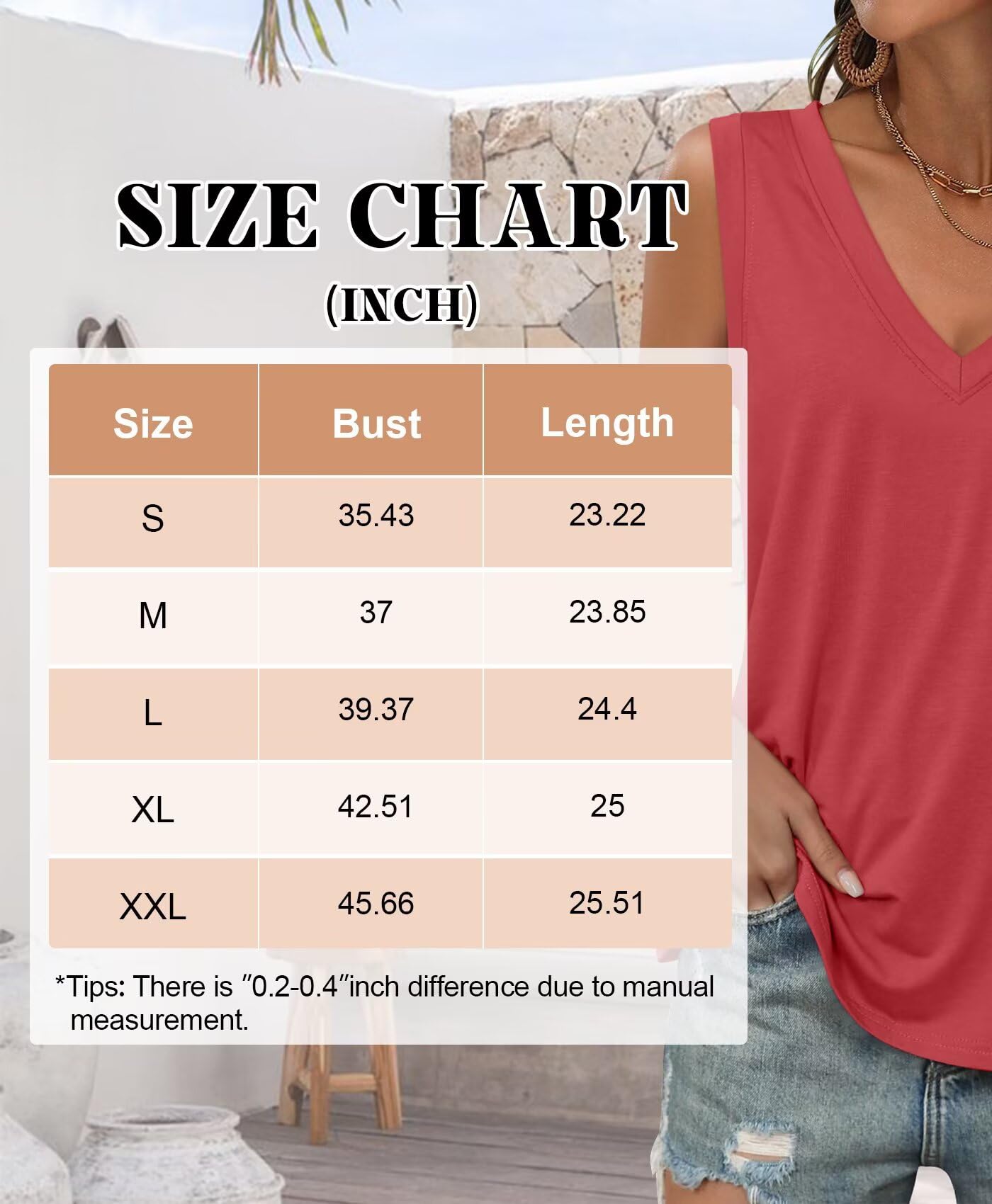 KKJ Paquete de 2 camisetas sin mangas para mujer, cuello en V, sin mangas, holgadas, casuales, ropa de otoño