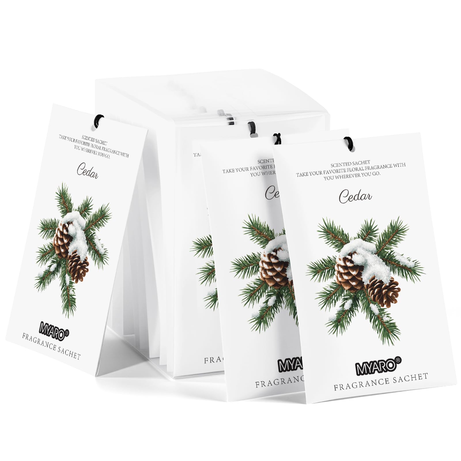 MYARO 12 Pack Cedarwood Scented Sachets, Closet Deodorizer Car Freshener