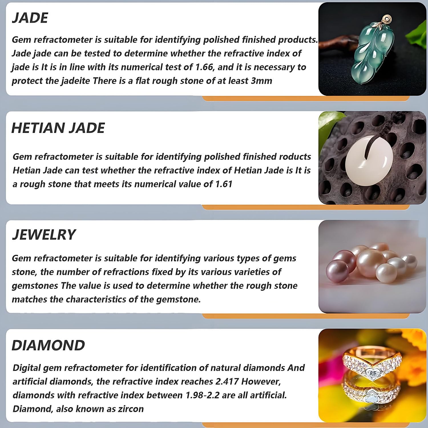 Refractómetro de piedras preciosas con LCD, índice de refracción 1.300-3.000 para joyería, oro, plata, herramienta de identificación de diamante