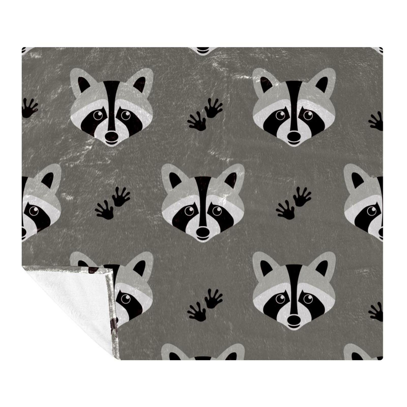 Couverture douce pour canapé et voyage au motif raton laveur