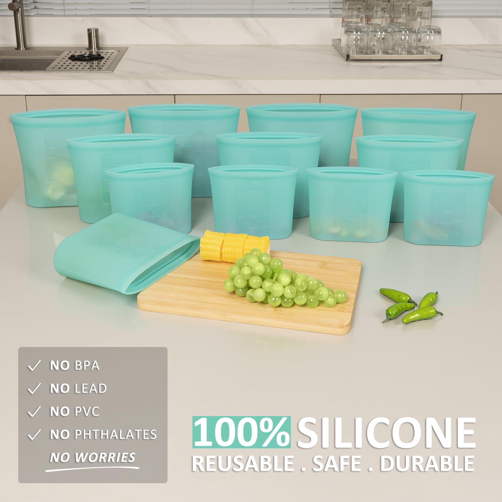 Lot De 9 Sacs De Congélation Réutilisables Avec Fermeture à