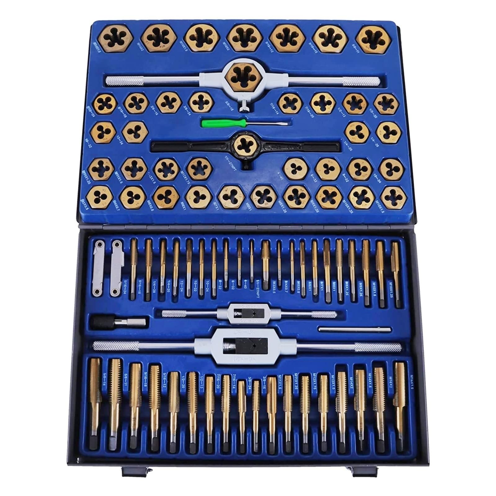 Juego de 86 machos y terrajas, juego roscar, herramientas llave manual métrica, acero tungsteno ajustable, con estuche almacenamiento Para uso de bricolaje