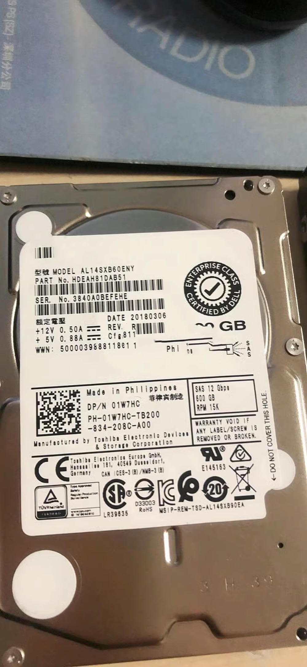 Amazon.com: RKEBK for 600G 15K SAS 12G 2.5 AL14SXB60ENY 01W7HC