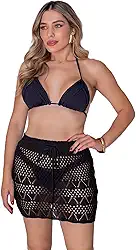 Saída De Praia Saia Crochê Tricot Curta Moda Verão Com Regulagem