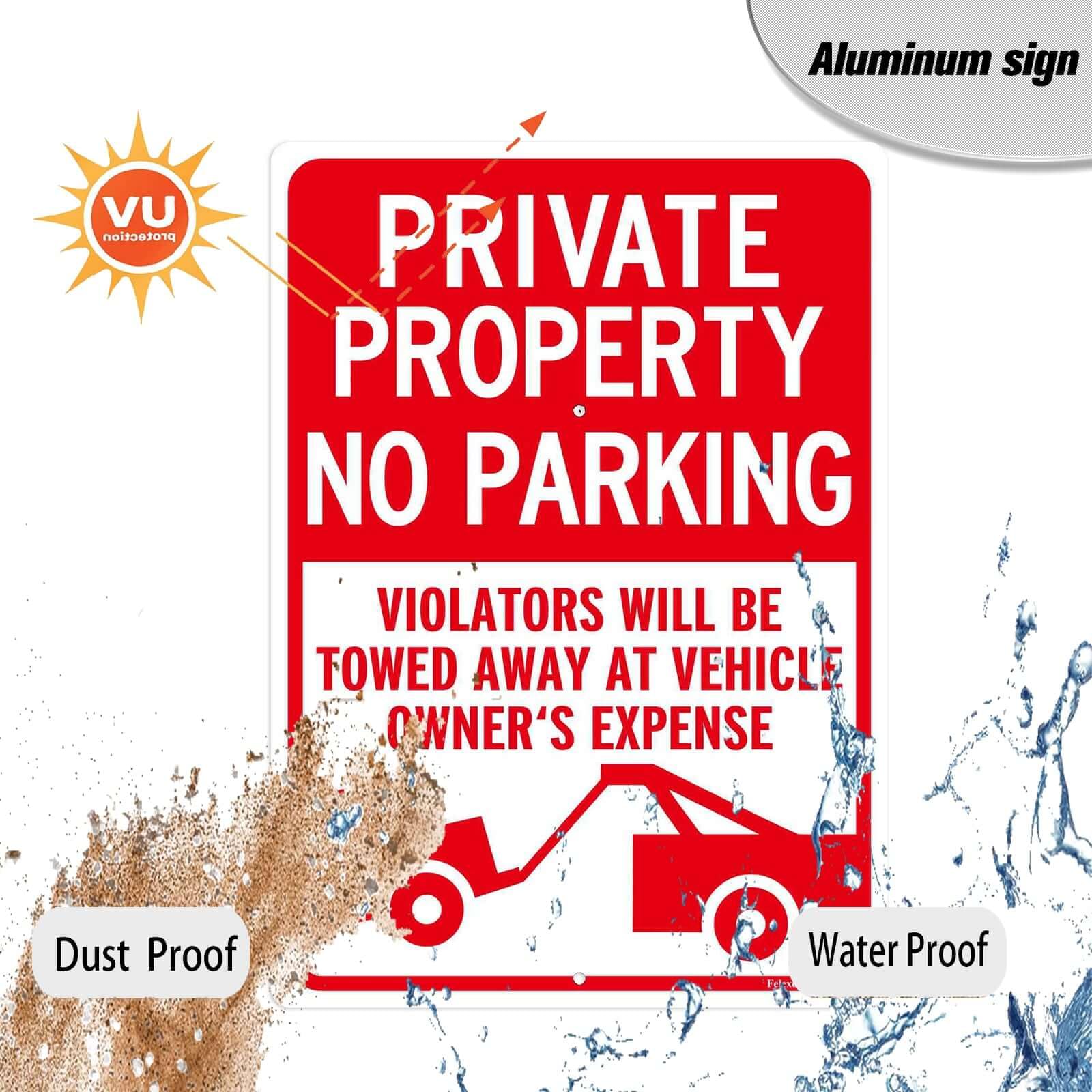 Panneau « No Parking » avec piquet, 25,4 x 35,6 cm, grand panneau de propriété privée avec piquet en métal de 91,4 cm, en aluminium résistant à la rouille pour cour, protégé contre les UV pour