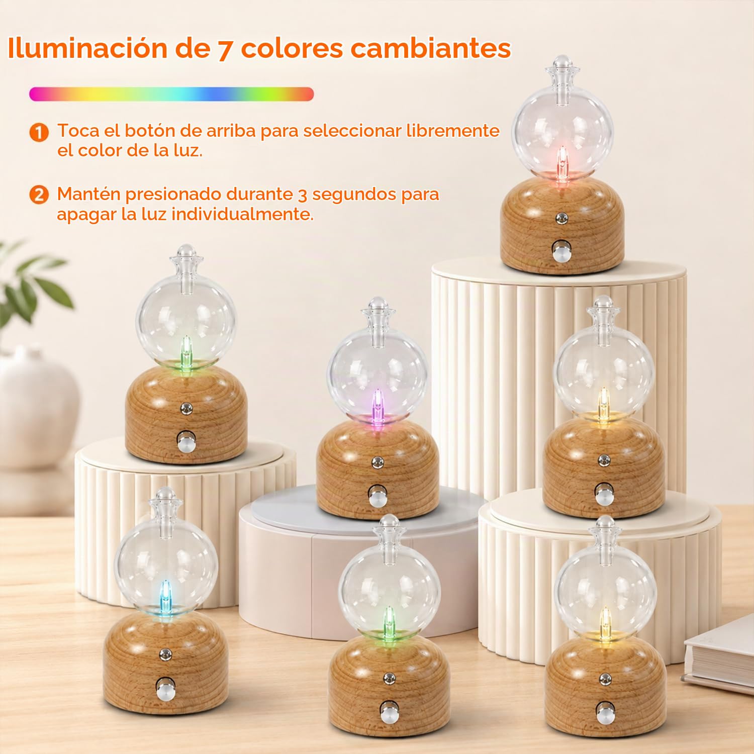 Difusor Aceites Esenciales Sin Agua, Difusor de Aceite Esencial nebulizante Recargable Difusor de Aromas Inalámbrico para Hogar y Salón