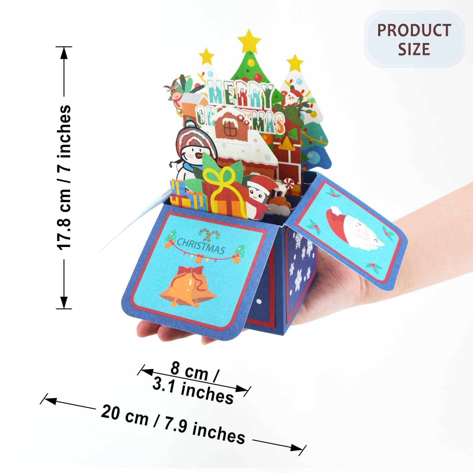 Fassory 3D Christmas Card with Envelope, Merry Christmas Pop Up Card, 3D Box Greeting Card (Winter Gifts) - Image 2