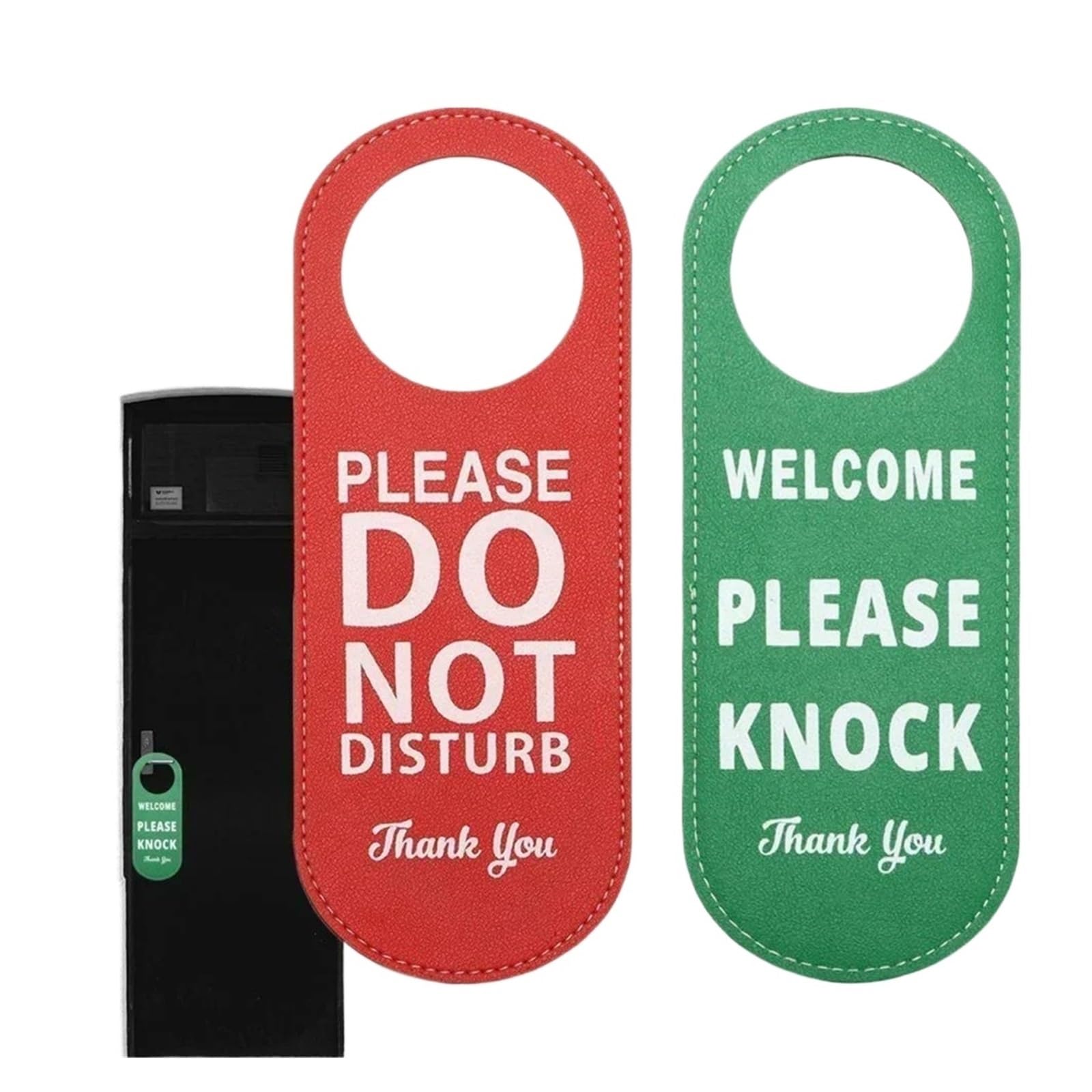 ZRHWSPD PVC Door Knob Hangers 1PC 22.5x8.5CM Do Not Disturb Please Knock Signs Door Knobs Meeting Room Hanger Tags Label(Red Green)