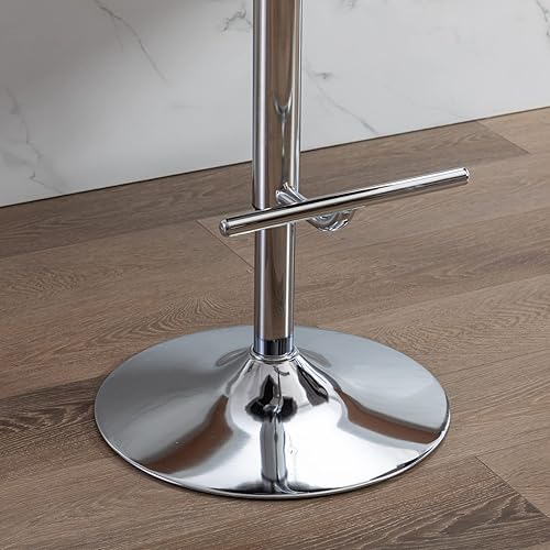 Miniatura 6 de Ya-Home Juego de 2 taburetes de bar modernos, taburetes de bar ajustables de lino con respaldo de barril, cómodas sillas de bar tapizadas con base