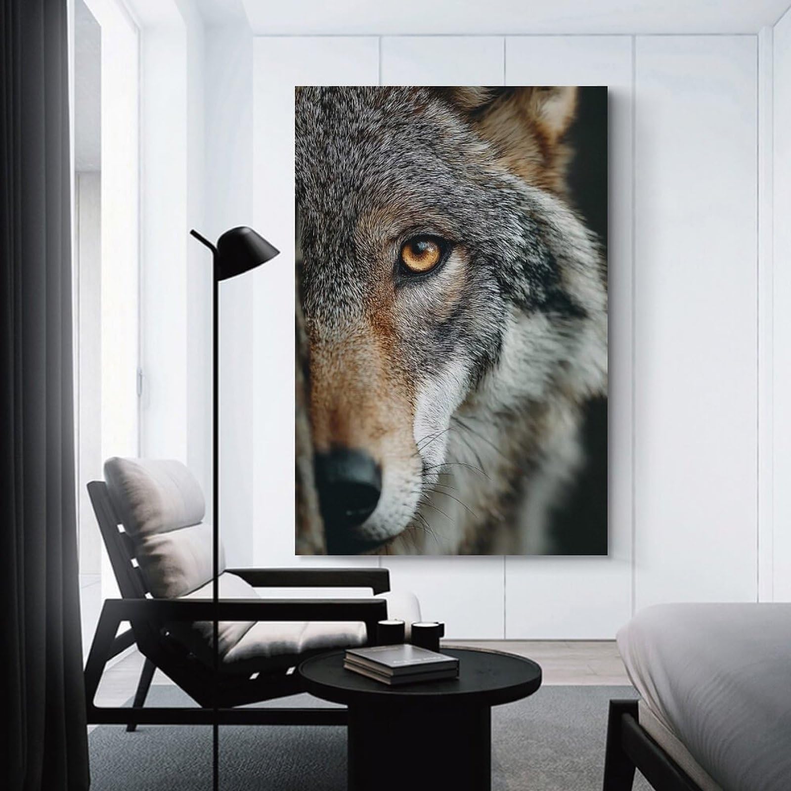 Canvas Wall Art Wolf Portrait Close-Up, 12x18inch(30x45cm), for Corridors, Hallways Or Apartment Entries, Decorative Canvas Styling for Entry Areas
