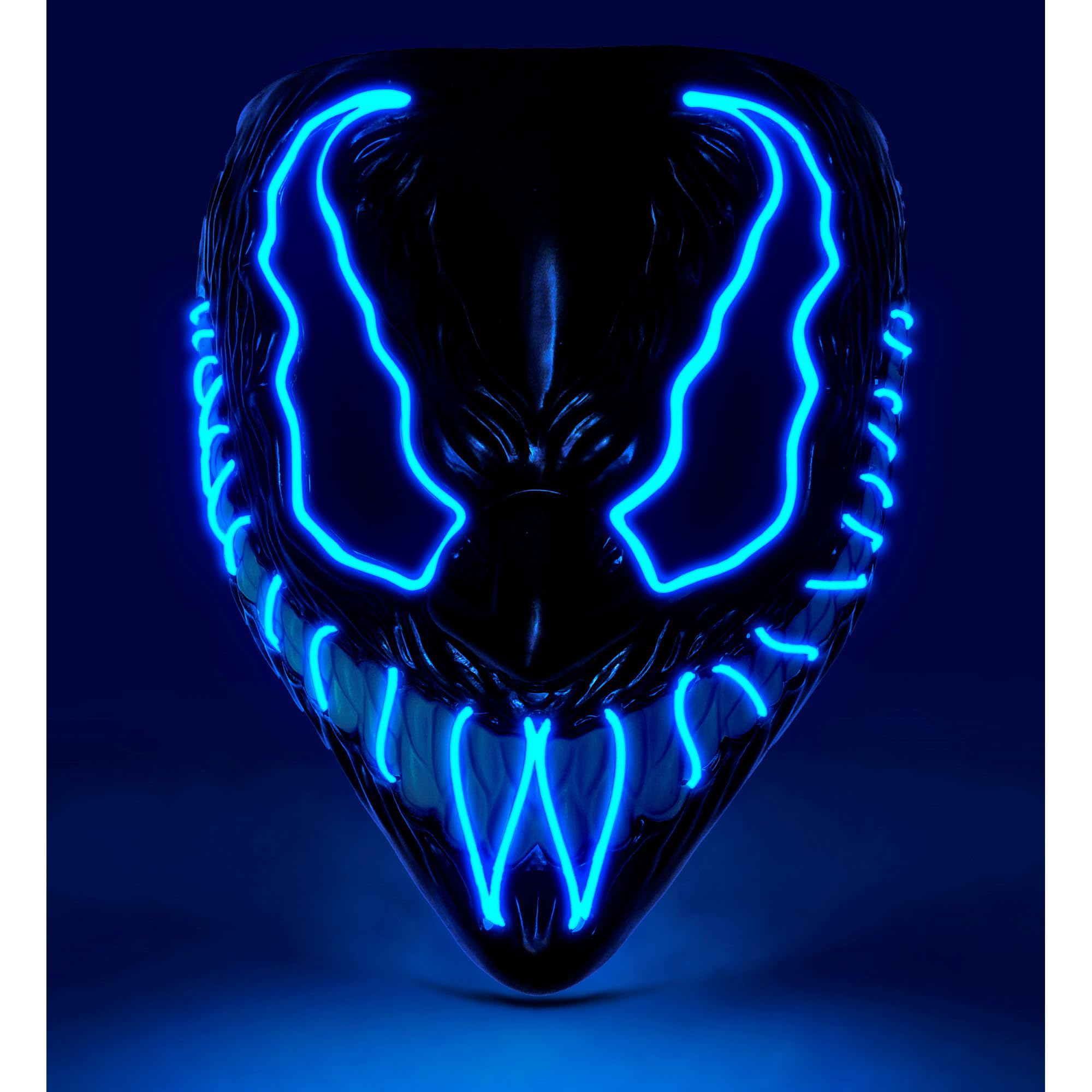 W WIDMANN MILANO Party Fashion - LED Mask Monster, Luminous Face, Scary Grimace, Demon, Halloween