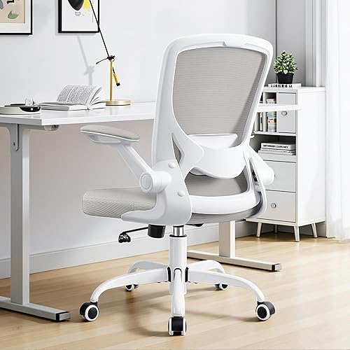 Miniatura 7 de Silla de oficina ergonómica, sillas de computadora de malla con soporte lumbar, silla de escritorio giratoria con brazos abatibles y altura