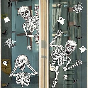 SCOTEEP Halloween Decorations Halloween Window Clings, 13 Sheet 165 pcs Halloween Window Posters Double-Sided Window Decals Halloween Party Decorations