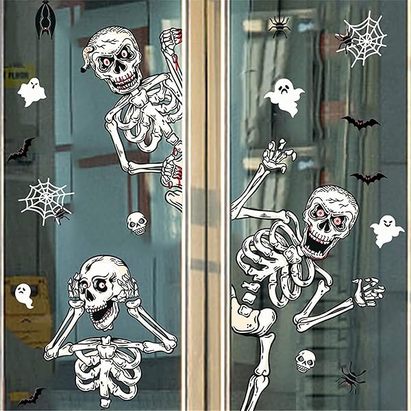 SCOTEEP Halloween Decorations Halloween Window Clings, 13 Sheet 165 pcs Halloween Window Posters Double-Sided Window Decals Halloween Party Decorations