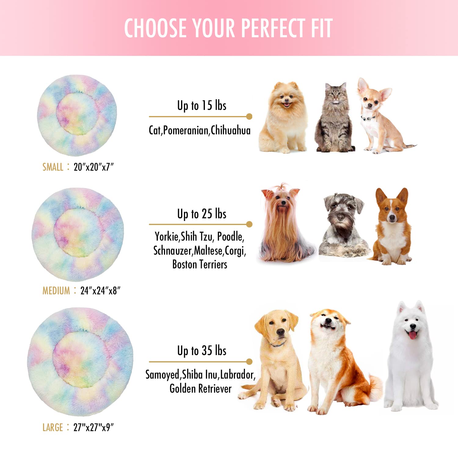 Cama para perro y gato de felpa redonda y mullida de piel sintética, cálida, lavable, cama original para mascotas pequeñas, medianas y grandes, se utiliza para aliviar las articulaciones y