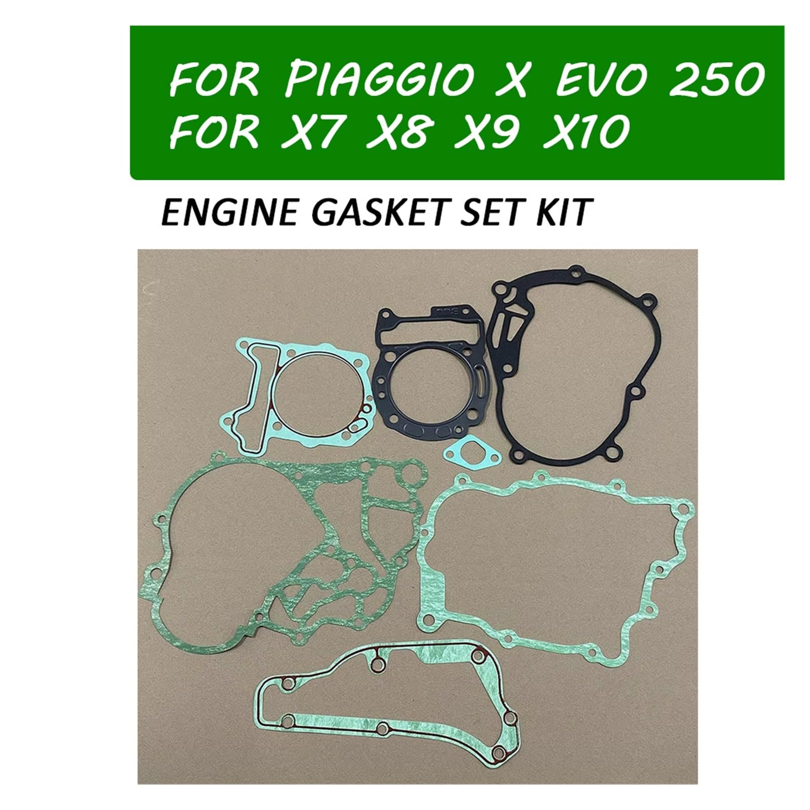 Kit revisione completo motore Adatto per Piaggio X7 125 IE X8 X9 X10 X EVO 250 EURO 3 Cambio Statore Carter Serbatoio Olio Pan Tenditore kit guarnizioni motore Kit Guarnizioni per motore