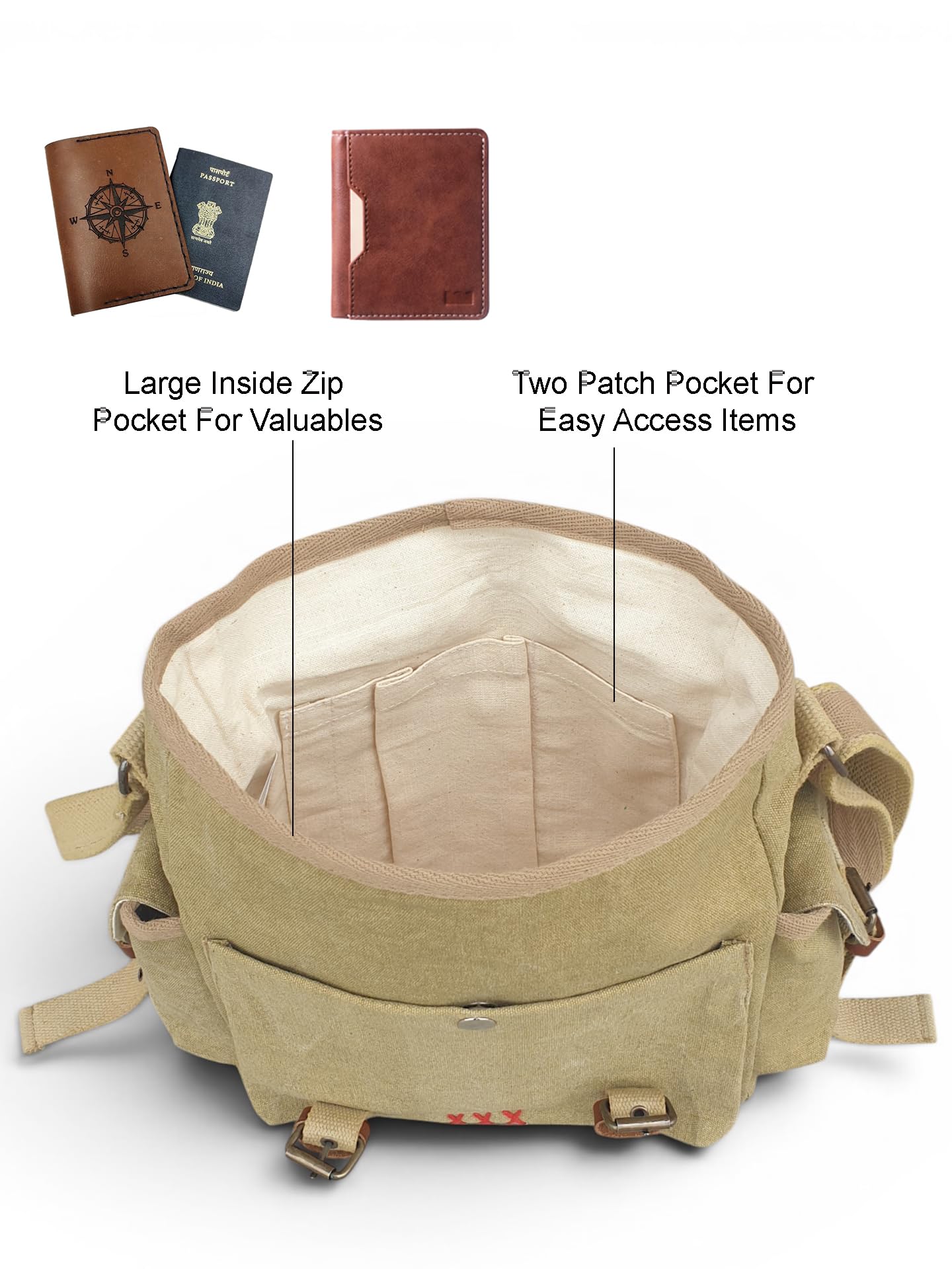 The House of Tara Olive Brown Cotton Canvas Sling Messenger Bag for Men and Women I Multipurpose Crossbody Bag I Travel Bag with Adjustable Strap | Unisex Sling Bag Crossbody Handbag for Office/Travel 1