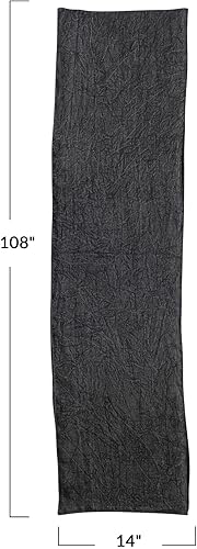 Miniatura 5 de Creative Co-Op Decoración de cocina de lino lavado a la piedra de 108 pulgadas, camino de mesa de carbón, gris