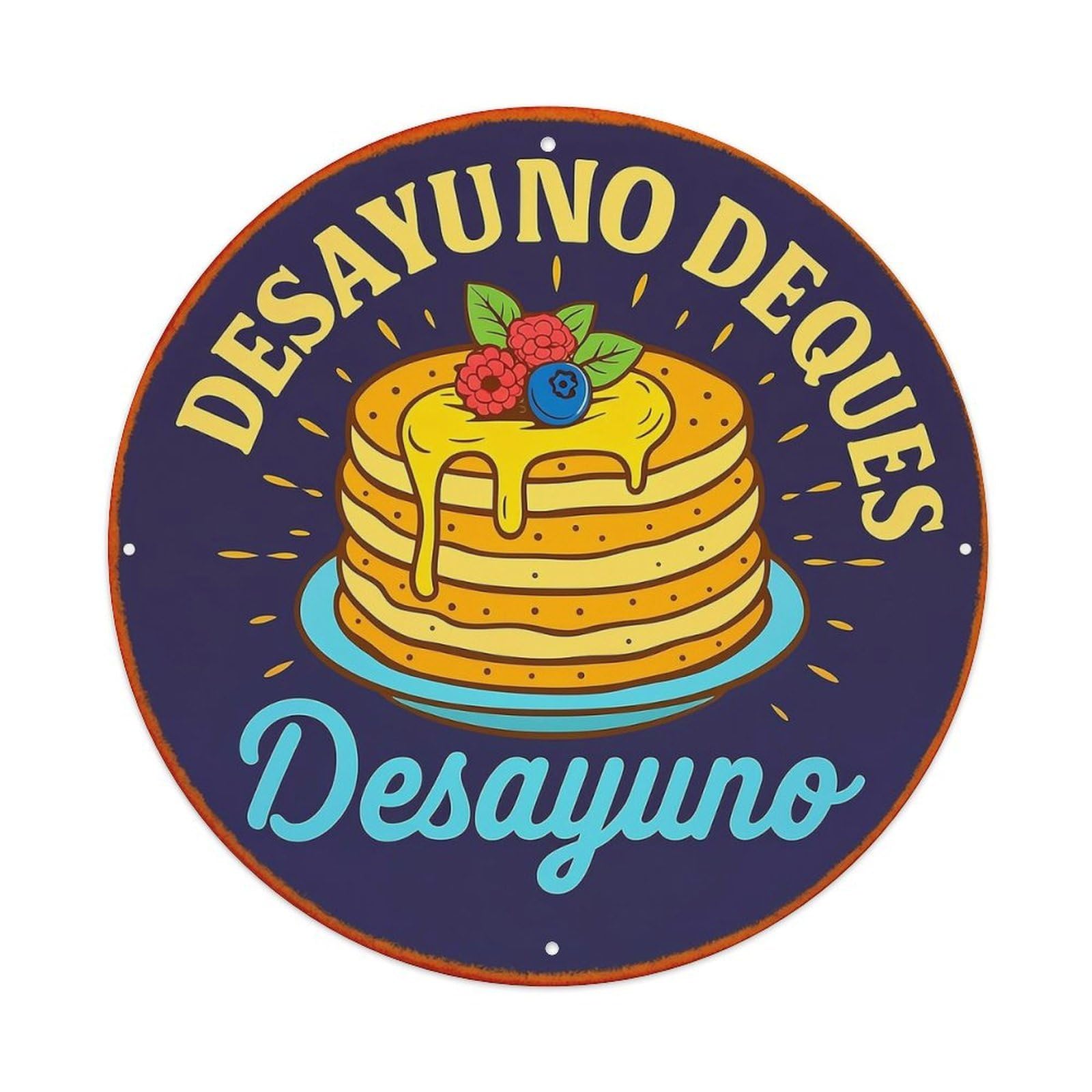 Jdyansheng Vintage Stacked Pancakes With Berries And Syrup Tin Sign Metal Poster Metal Signs For Home Man Cave Bar Cafe Kitchen Laundry Room Wall Decorations 8X8 Inches