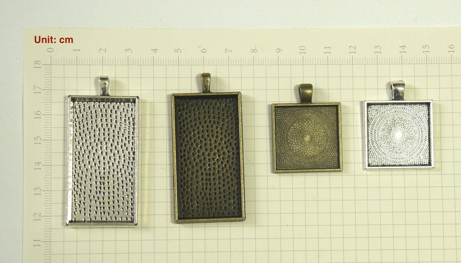 All In One Mixed Styles Cabochon Set: 20pcs Cabochon Frame Tray Pendant with 20pcs Glass Dome for DIY Jewelry Making Jewelry Making DIY Findings (Rectangle + Square - 20 Sets)