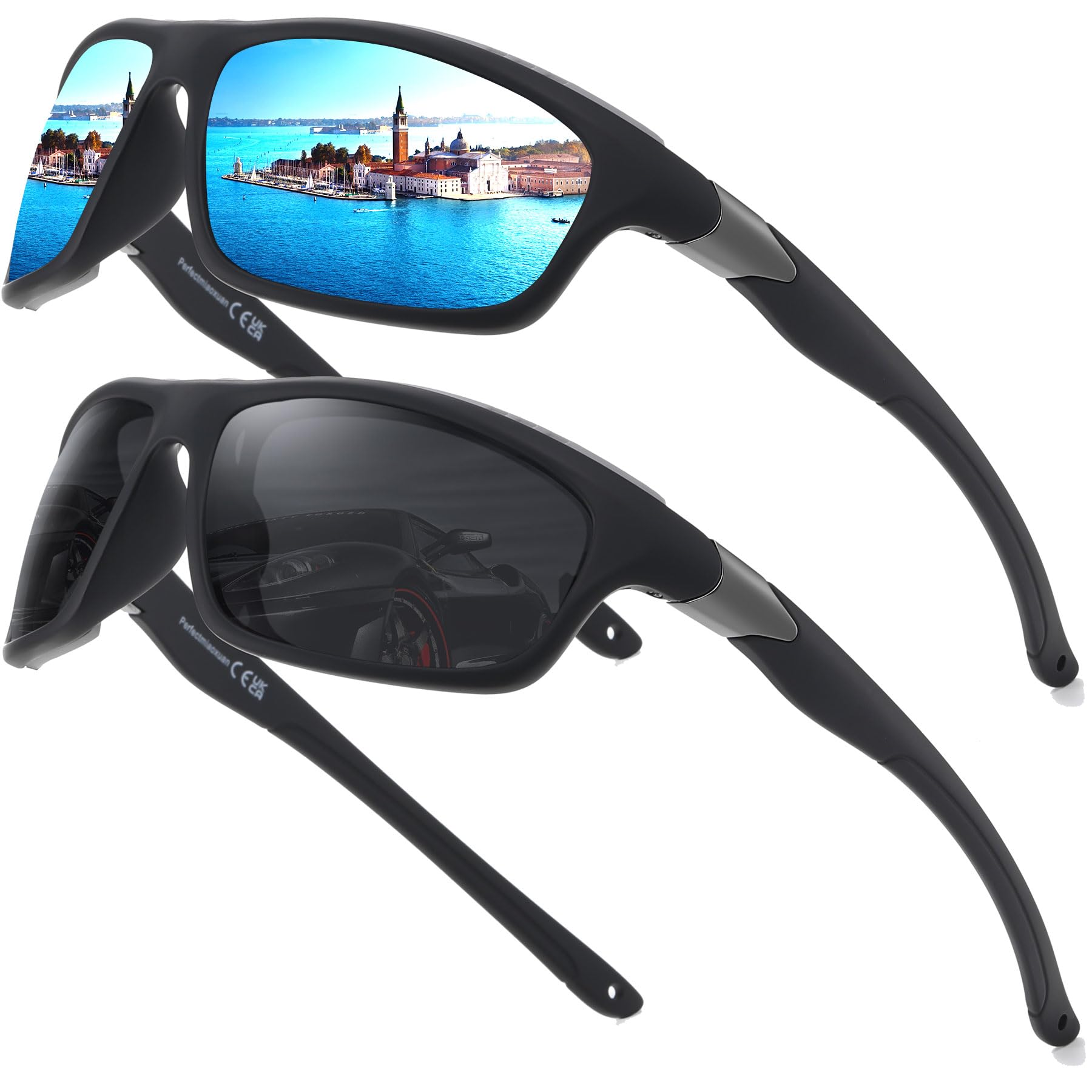 Perfectmiaoxuan Ciclistas Gafas de sol envolvente polarizadas hombre y mujer para senderismo conducir senderismo pesca Ligera Gafas irrompibles