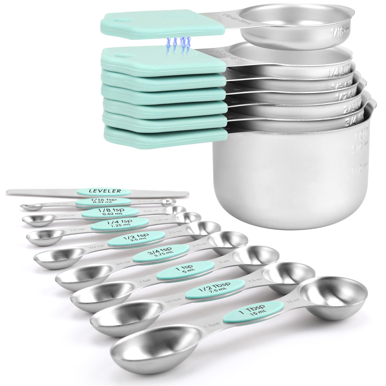 Magnetic Measuring Cups and Spoons Set-Heavy Duty 304 Stainless Steel