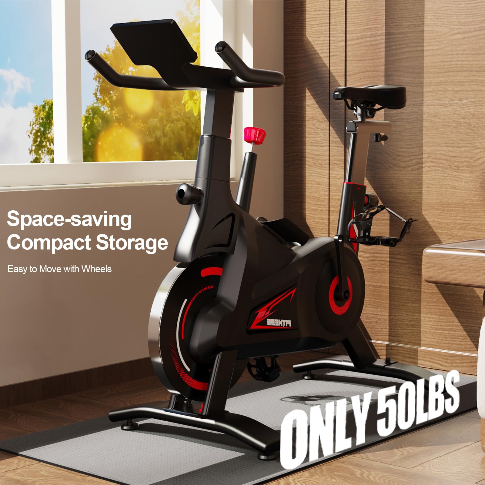 Bluearth Self-Powered Heimtrainer Fahrrad, leise Magnetischem Widerstand,max. 150KG , verstellbarer Widerstand & Smart-App mit Immersivem Erlebnis, Schlichtes Schwarz