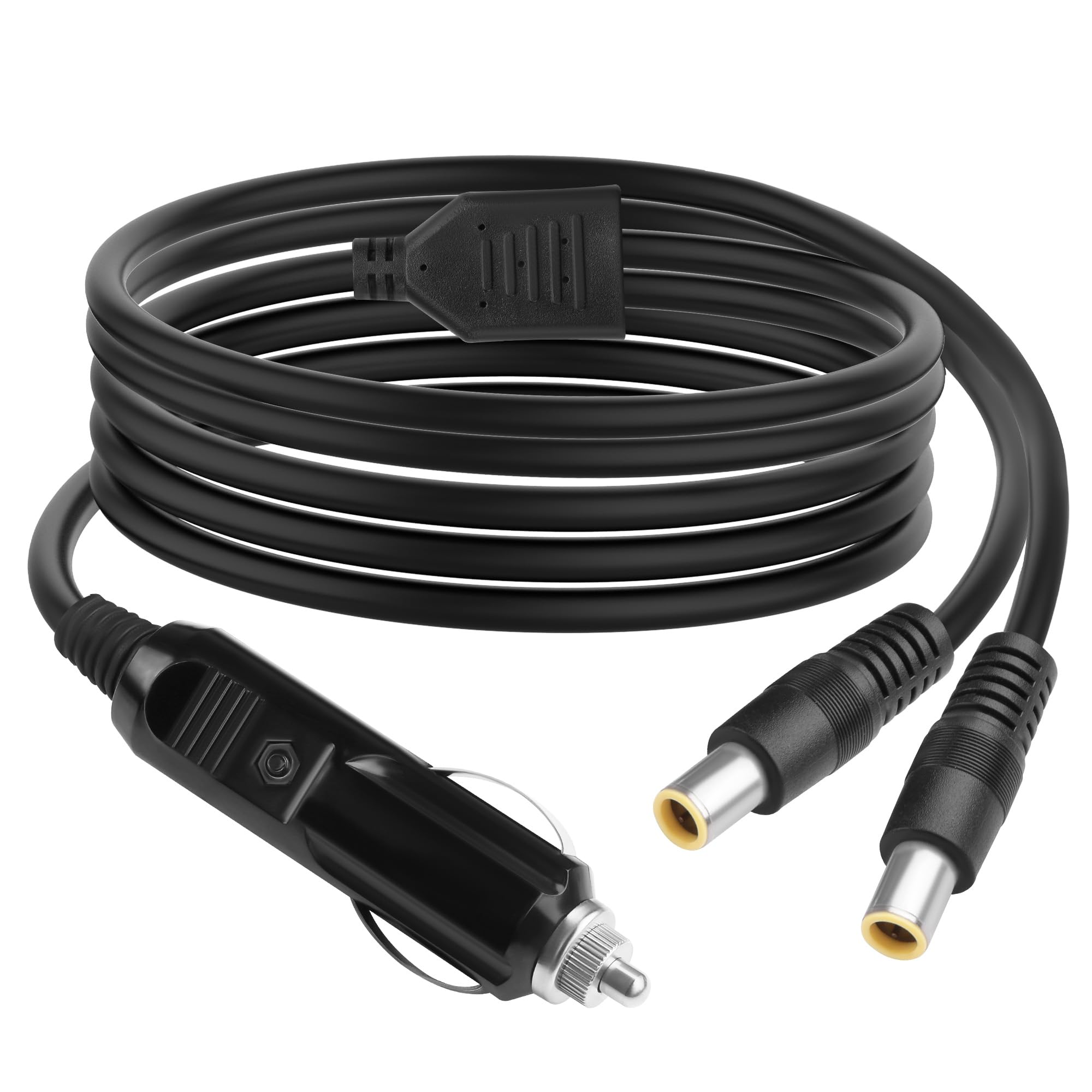Cavo splitter da accendisigari per auto a DC7909, doppio cavo di ricarica DC 7,9 x 5,5 mm con fusibile da 15 A, 12 V per auto DVR, GPS, laptop, frigorifero portatile, fotocamera 1,8 m