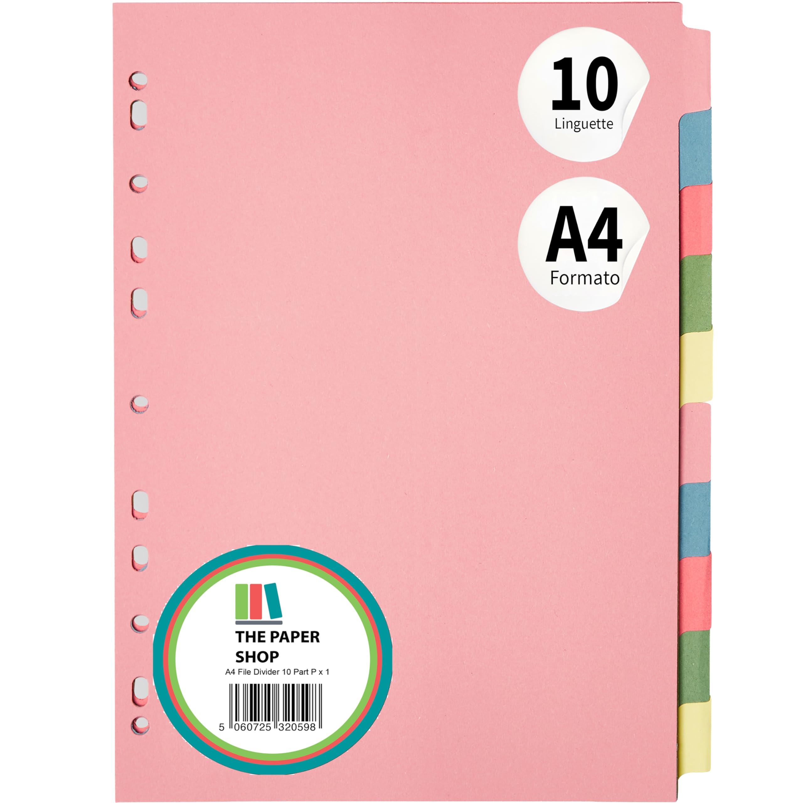 The Paper Shop Divisori per raccoglitori A4 10 pezzi con linguette colorate scrivibili