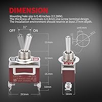 Vista 4 de DaierTek 2 interruptores de palanca marinos con cubierta de goma impermeable + 1 interruptor de palanca con cubierta de protección de seguridad