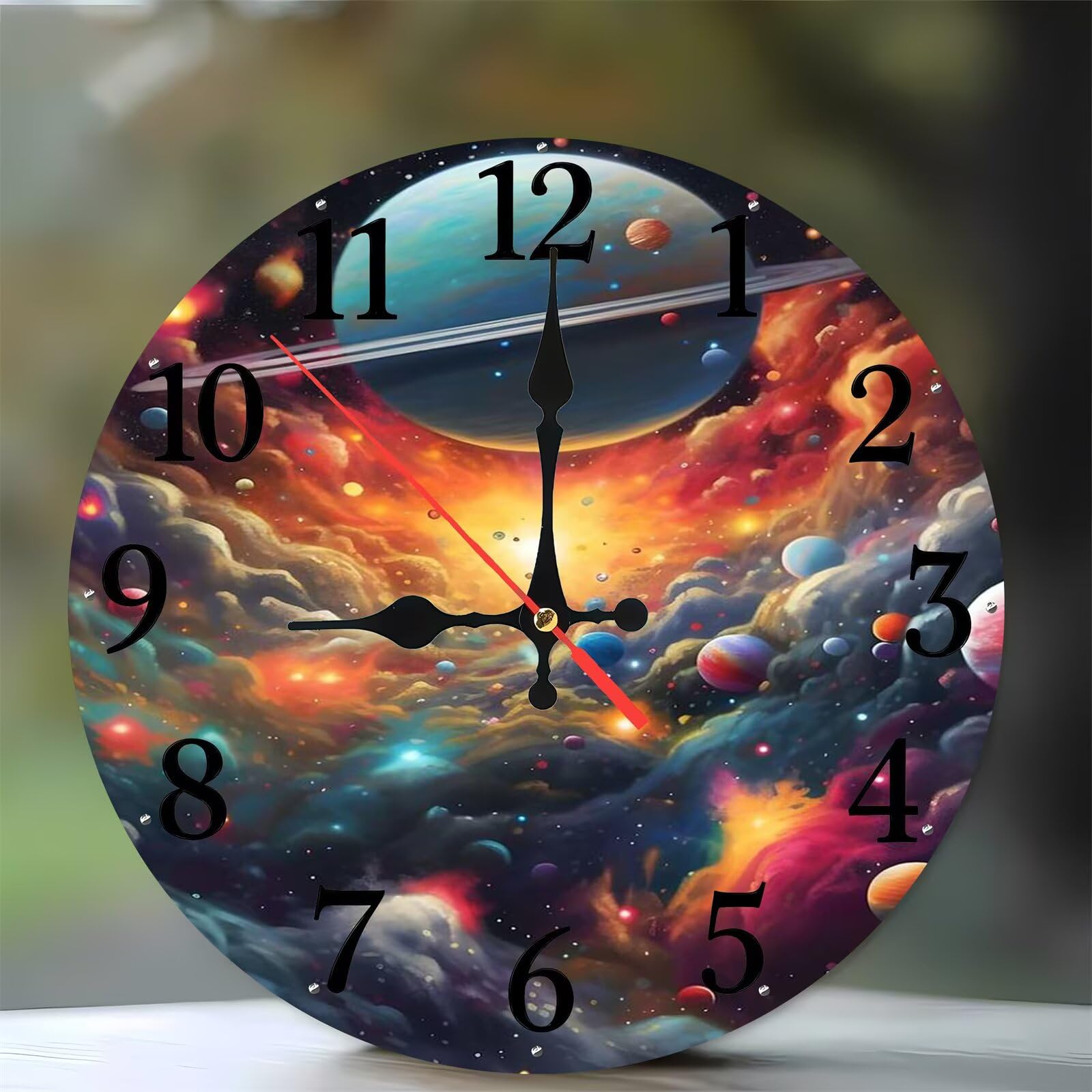 Horloge Murale en Bois Ronde 35 cm Décoration Salon Cuisine Nuage