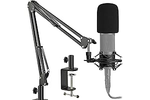 Versatile Microphone Stand with Advanced Shock Mount for AT2020 and Similar Studio Microphones