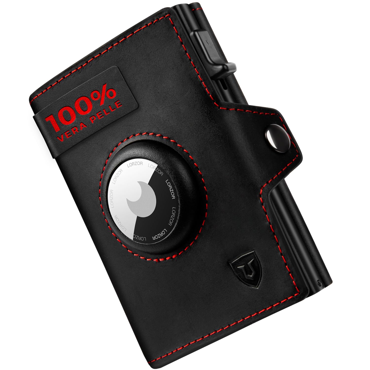 LORZOR® Portafoglio Airtag, Portacarte Uomo di Pelle Vera, Portafoglio Uomo Slim con Porta Carte di Credito e Portamonete, Portacarte Airtag con blocco RFID, per 10 Carte, Moderne