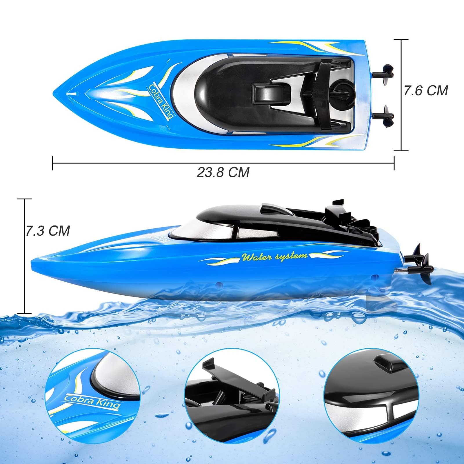 Garvee Barca Radiocomandata Per Bambini, Set Da 2 Barche RC Da 10 Km/h, Barca Radiocomandata Ad Alta Velocità 2.4G, Barche Veloci Per Piscine, Laghi e Fiumi, Con 4 Batterie Ricaricabili, Blu+Giallo