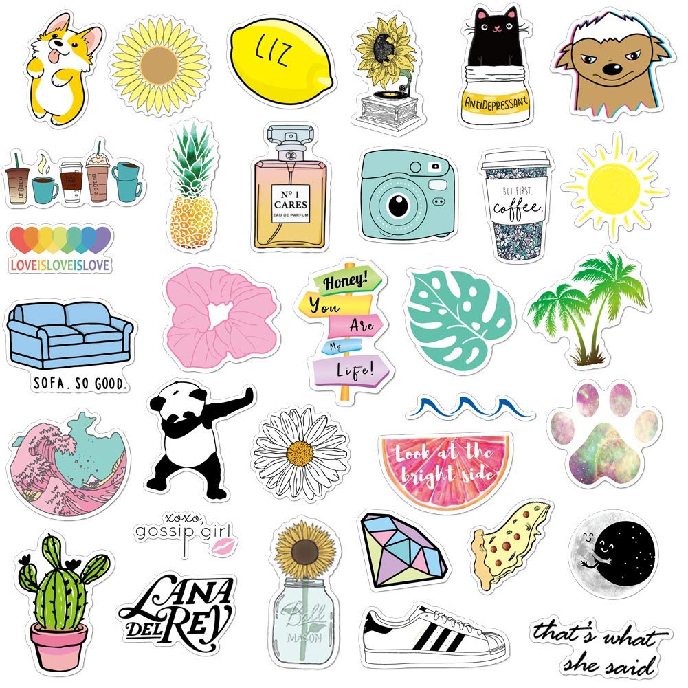 anerza vsco stickers for hydro flask vinyl waterproof water bottle stickers for hydroflasks laptop phone cute trendy aesthetic stickers for teens vsco girl stuff 54 pcs amazon in computers accessories