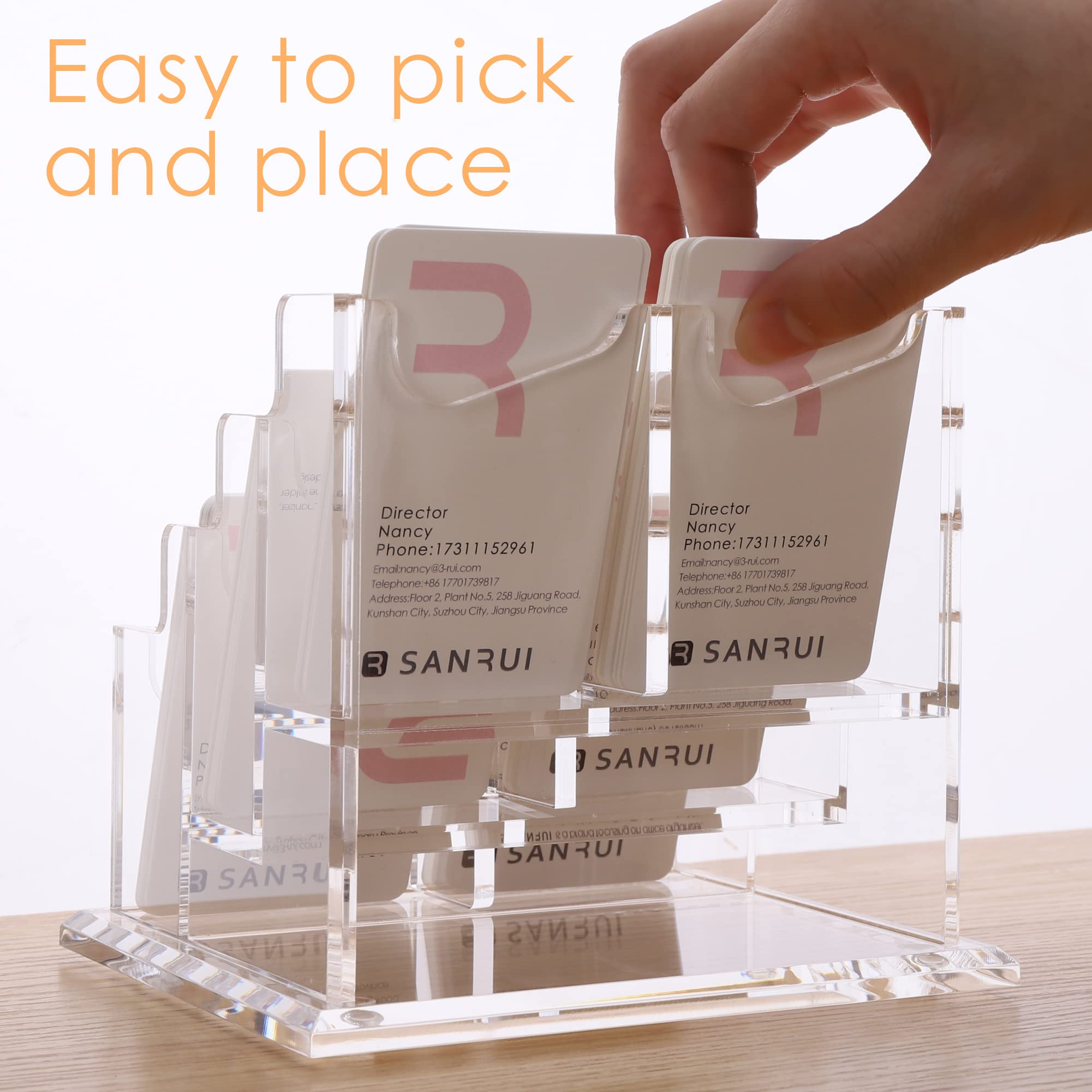 SANRUI Acrylic Vertical Business Card Holder for Desk,Clear Business Card Display Stand Organizer Storage Rack for Exhibition Home - Image 3