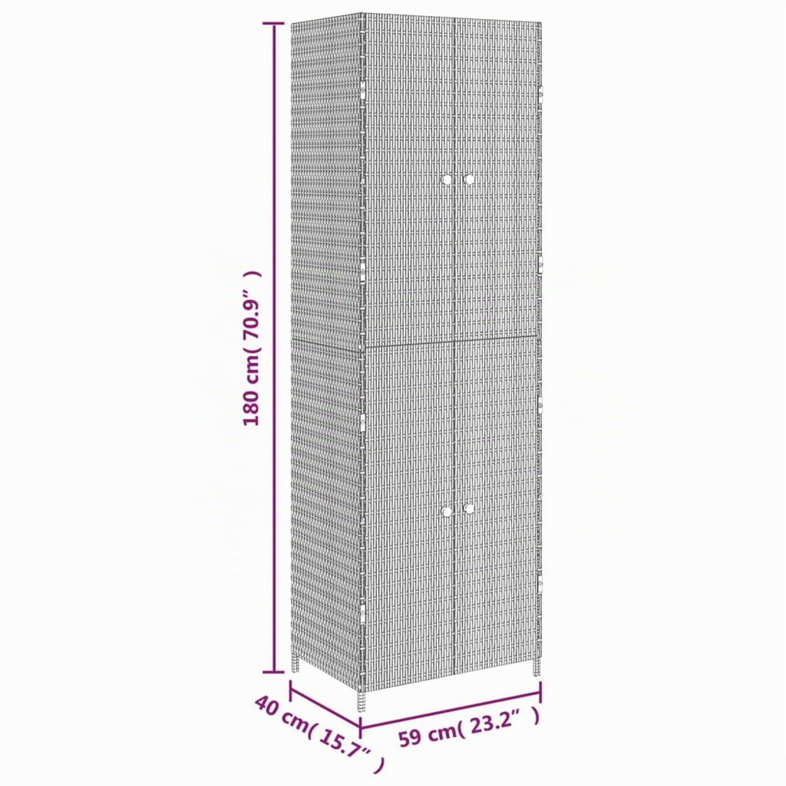 ZEYUAN Armario de almacenaje de jardín ratán PE Gris 59x40x180 cm, Armario Exterior Escobero, Mueble Exterior Almacenaje, Armario Exterior Jardin, Muebles Jardin Exterior - 319873