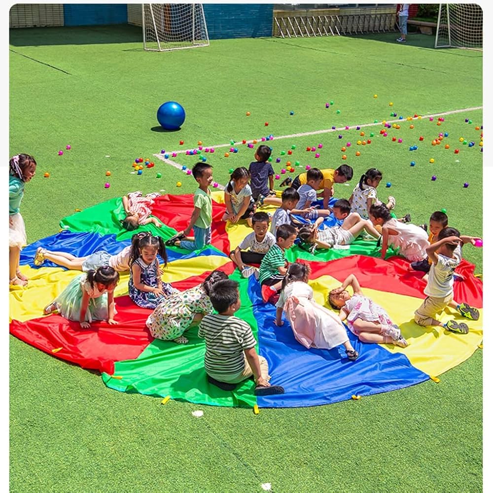 【USA】LakeShore ゲーム用プレイパラシュート6feet キッズ Lakeshore 6 Foot Parachute with Bag Preschool Rainbow Colors