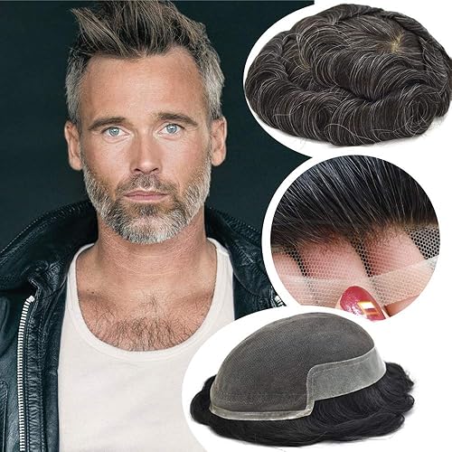 Vista 360 de Mens Toupee Hair Piece Human Hair Replacement System For Men Soft French Lace Men Hair System Hairpieces For Men Toupee For Men Protesis Capilar