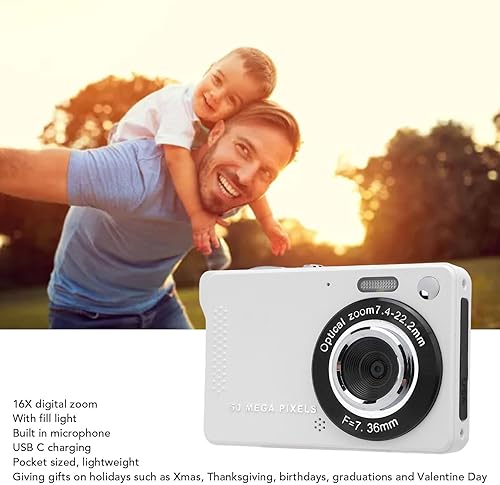 Miniatura 3 de Cámara digital vintage de 50 MP 1080P, cámara compacta de apuntar y disparar, enfoque automático con zoom 16X, cámara retro regalo para